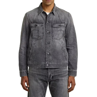 Denim Trucker Jacket in Grey Wash with Contrast Stitching