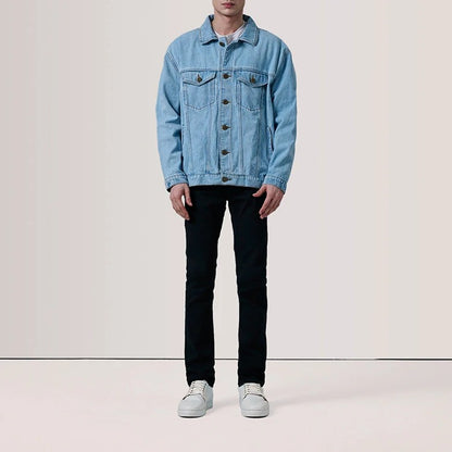 Denim Trucker Jacket in Light Wash with Oversized Boxy Fit