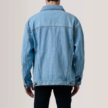 Denim Trucker Jacket in Light Wash with Oversized Boxy Fit
