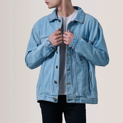 Denim Trucker Jacket in Light Wash with Oversized Boxy Fit