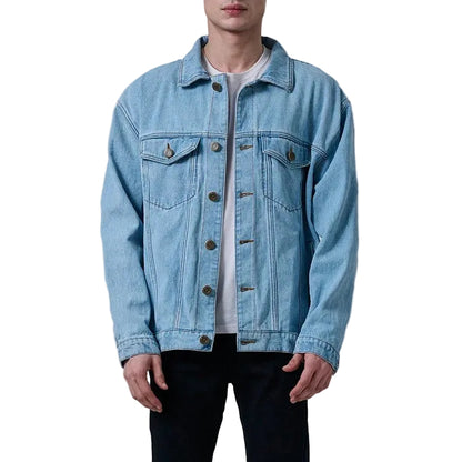 Denim Trucker Jacket in Light Wash with Oversized Boxy Fit