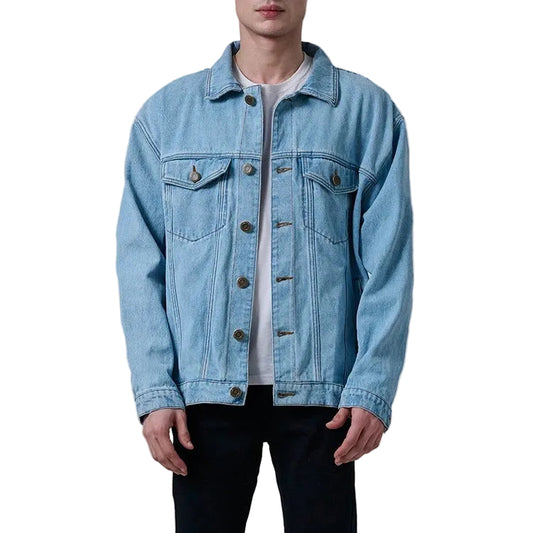 Denim Trucker Jacket in Light Wash with Oversized Boxy Fit