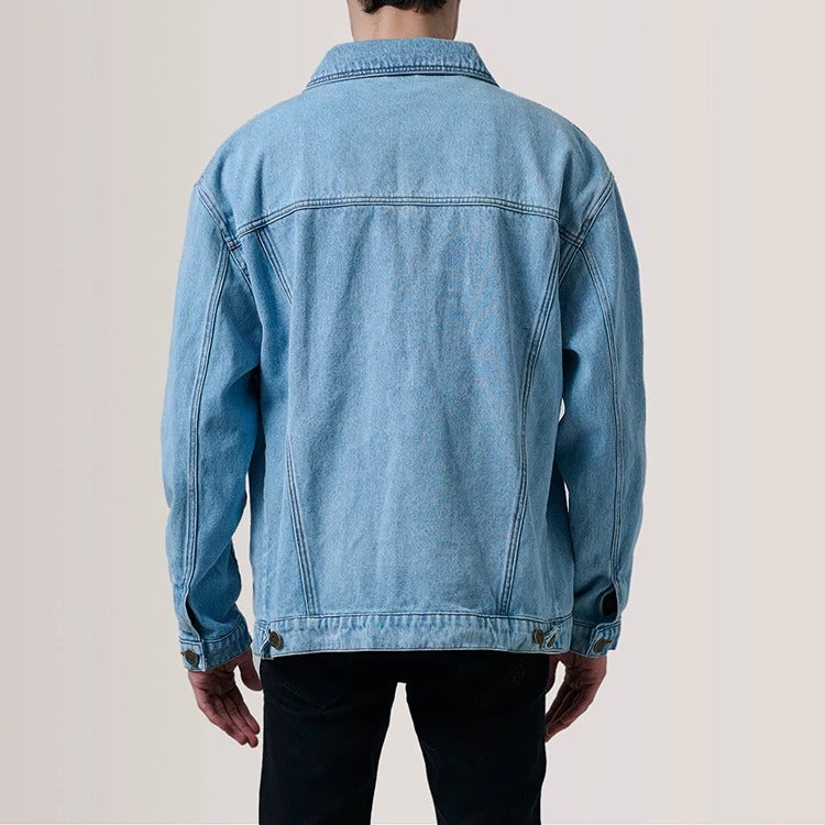 Denim Trucker Jacket in Light Wash with Oversized Boxy Fit