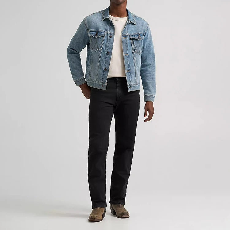 Denim Trucker Jacket in Vintage Light-Blue Wash with Button Front