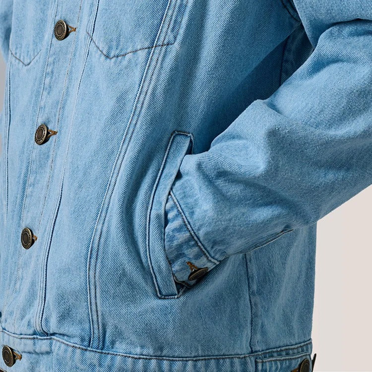 Denim Trucker Jacket in Light Wash with Oversized Boxy Fit